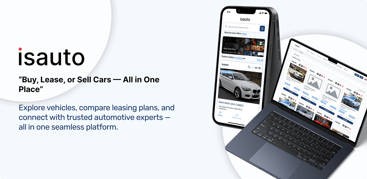 Isauto mobile and web marketplace experience