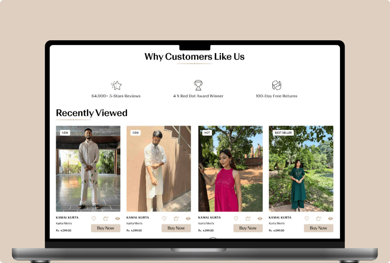 Khaehs fashion ecommerce storefront displayed on a laptop