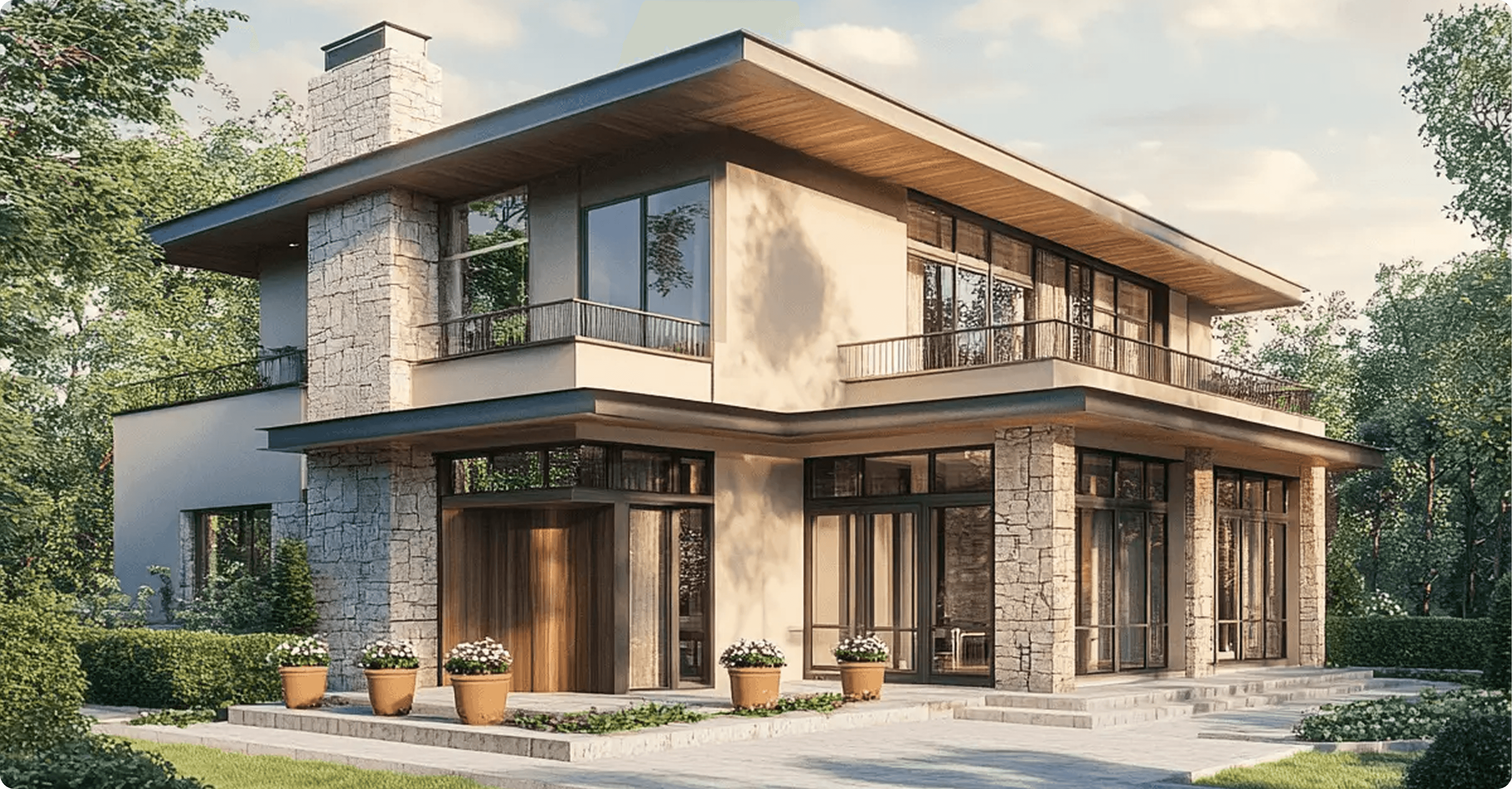 Modern luxury house used for Realarc real-estate listing presentation