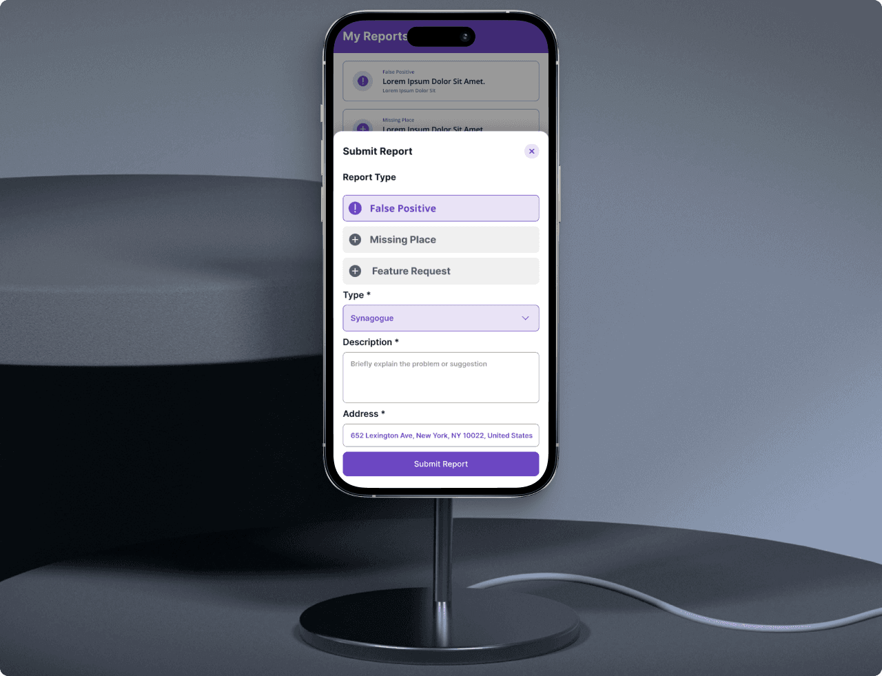 Silence application report submission screen