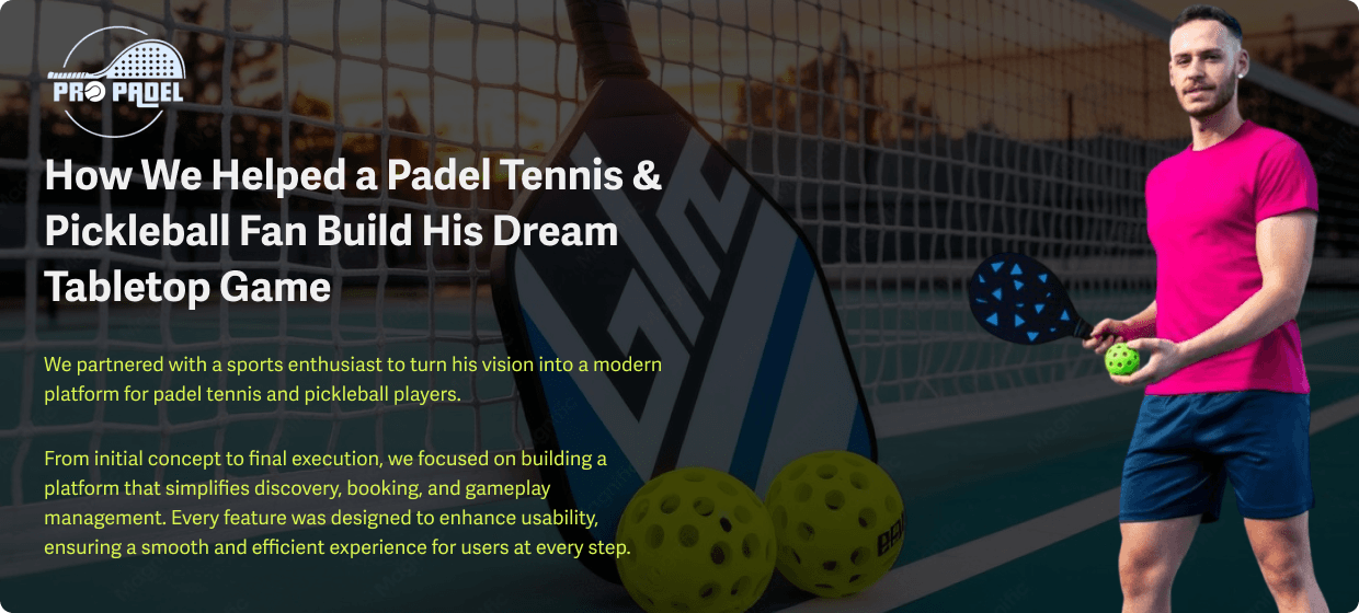 Pro Padel case study introduction with a player on court