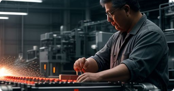 Industrial technician working on a production line