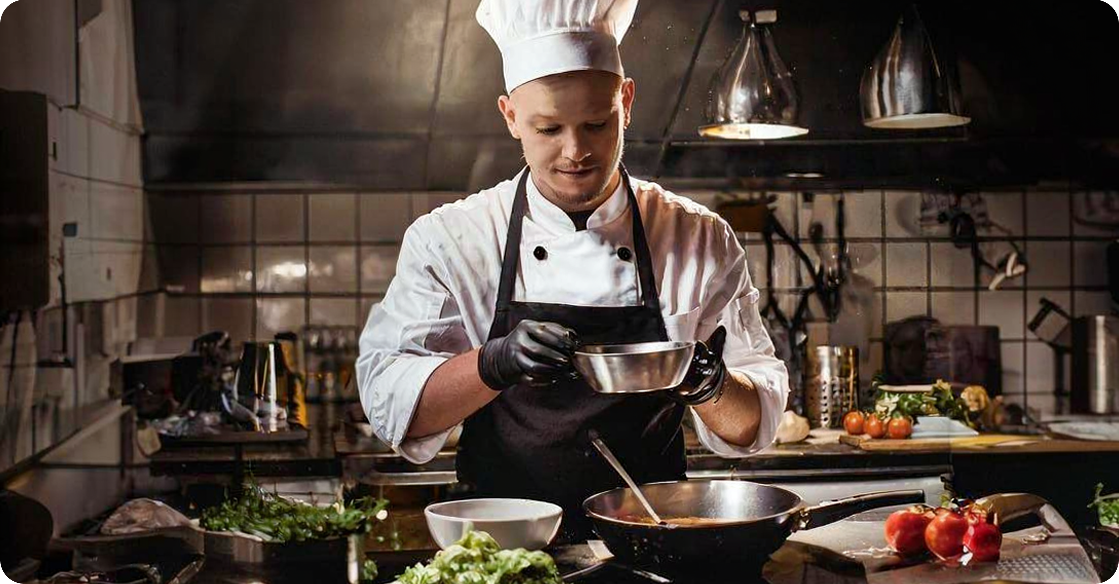 Chef cooking in a professional kitchen