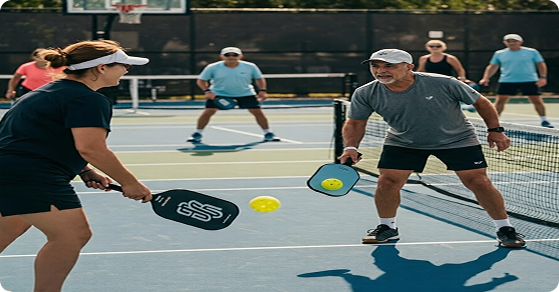 Players enjoying a pickleball match