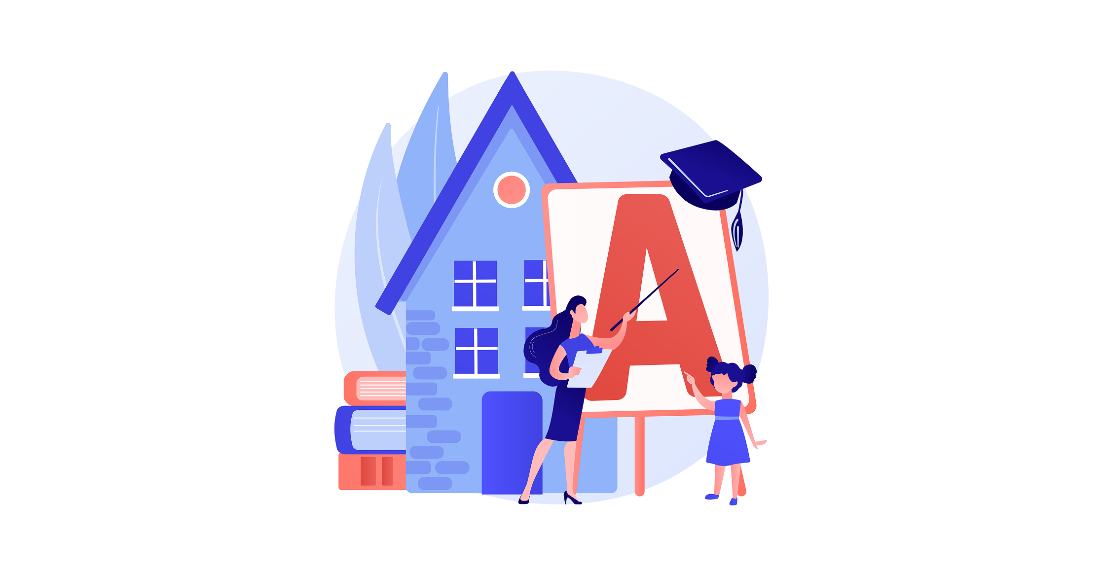 Teacher and child learning illustration